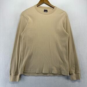 Gap Thermal Shirt men's Medium Brown Tan Muscle Waffle Knit Crew Base layer y2k